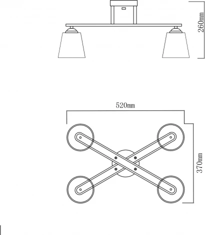 Потолочная люстра на штанге Escada Silva 1101/4PL 4х60Вт E27, металл/стекло, золото