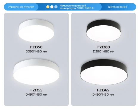 Потолочный светодиодный светильник с пультом управления Ambrella Orbital FZ1355 WH белый IP20 60W 3000-6500K