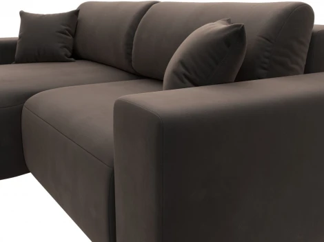 Диван угловой Лига-036 НПБ Классик левый угол (Коричневый/Велюр) Лига Диванов арт.121377L