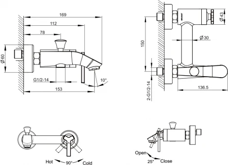 Смеситель Bravat Waterfall F673107C-01 для ванны с душем