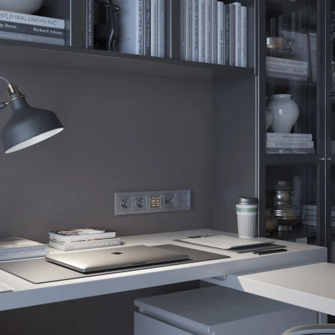 Розетка с заземлением (hammer серебряный) Werkel W1271006 (a052073)