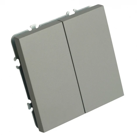 Переключатель двухклавишный перекрестный (платиново-серый, soft touch) Stekker Эмили 50166