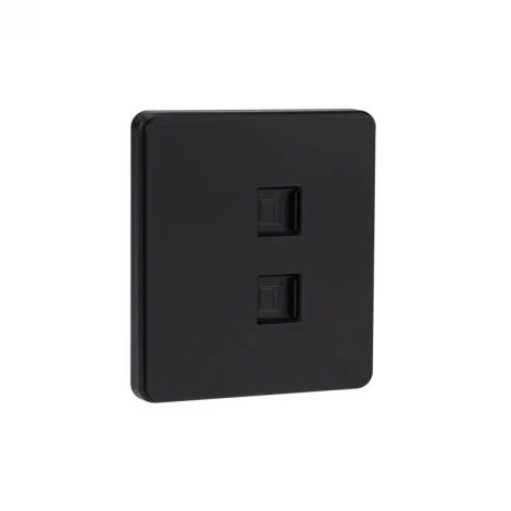 Розетка компьютерная двойная RJ45+RJ45 кат6 с/у оникс Kranz Round KR-78-0725-3