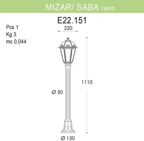 Наземный фонарь Fumagalli Saba K22.151.000.VXF1R (220V, IP44)