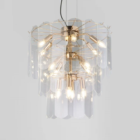 Подвесная люстра Wi-Fi Eurosvet Claire 60171 золото (220V, управление смартфоном, голосовое управление, умный дом - Minimir Home, Алиса, Маруся, Салют, на тросе)