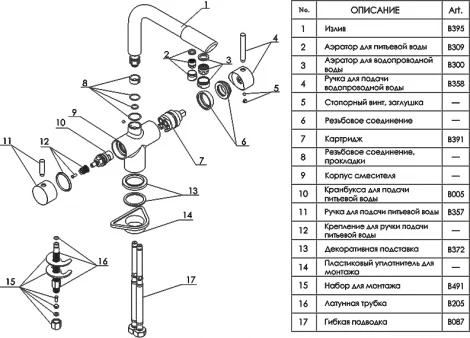 Смеситель Wasserkraft A8047 для кухонной мойки, темная бронза