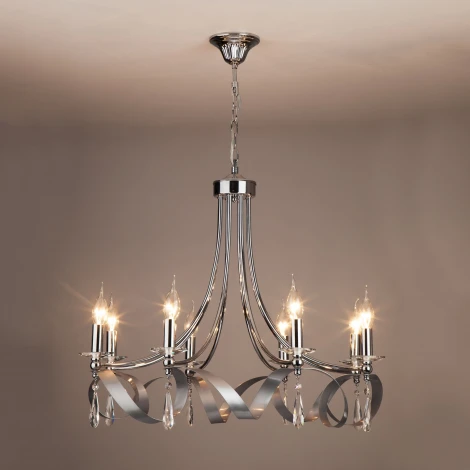 Подвесная люстра Eurosvet Adelia 60064/8 хром (220V, хрусталь Strotskis, на цепи)