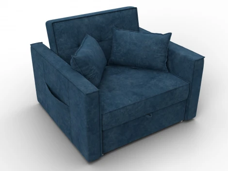 Кресло-кровать Лига-104 (80) (ЛДСП,Брус,Фанера,Велюр/Синий) Лига Диванов 134850