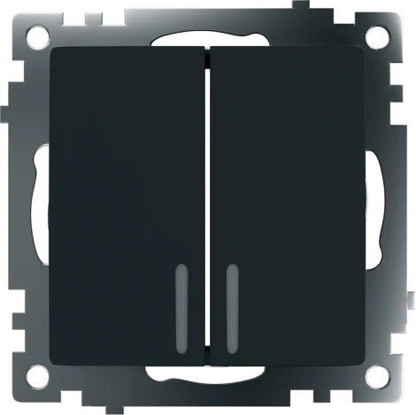 Выключатель двухклавишный с подсветкой (черный) Stekker Катрин 39607
