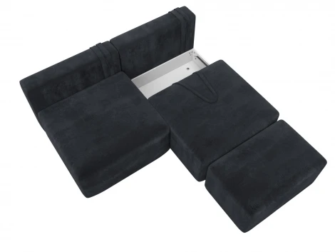 Диван прямой модульный с пуфом Лига-060 НПБ (ЛДСП,Брус,Фанера/Пластик/Велюр/Темно-серый) Лига Диванов 129659