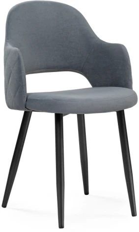 Стул Woodville на металлокаркасе Гутрид ромбы сзади без складок серый / черный 507226