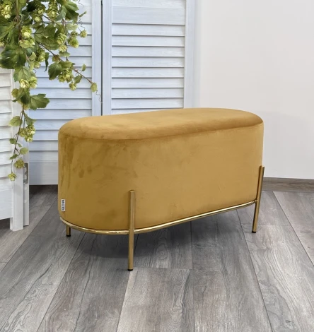 Пуф для гостиной ZEN BLUVEL-68 желтый, велюр / золотой каркас М-City