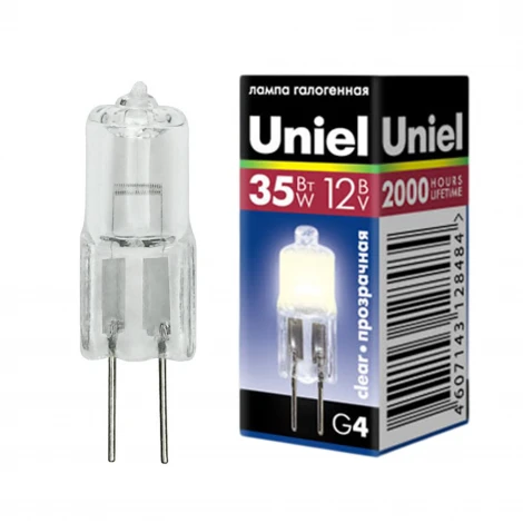 Лампочка галогенная капсульная прозрачная G4 35W Uniel JC-12/35/G4 CL