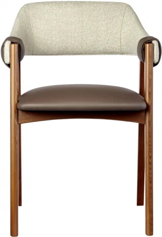 Стул KELLI бежевый букле, экокожа коричневая, орех Bradex Home (арт.RF 0749)