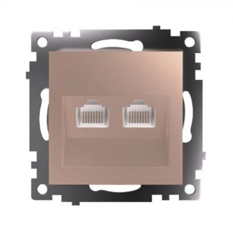 Розетка Ethernet RJ-45 двойная (шампань) Stekker Катрин 50004
