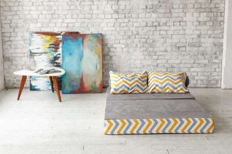 Бескаркасный диван Dreambag PuzzleBag Скандинавия Желто-Серый XL 4924100