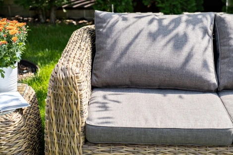 "Кальяри" диван из искусственного ротанга (гиацинт) трехместный, цвет соломенный 4SIS арт.УТ-00001980