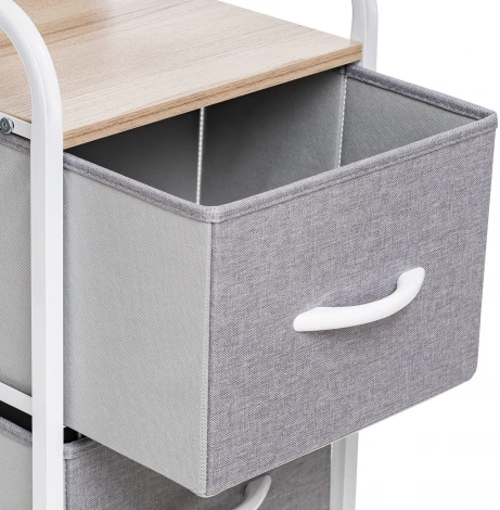 Комод Leset Ноа 4 ящ., Каркас Белый, Светло-серый (Сталь,Искусственный лен/Белый) арт.2500000183447