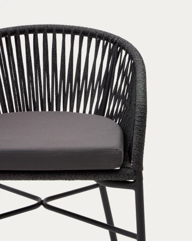 Веревочный полубарный стул Yanet черного цвета 65 см La Forma (ex Julia Grup) арт.114295