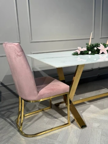 Стул обеденный IST-CASA Пресли DX-2055, 45х44х92, пыльная роза/золотой