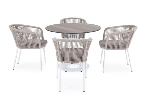 "Диего" обеденная группа на 4 персоны, круглый стол "дуб", цвет бежевый 4SIS арт.УТ-00003586