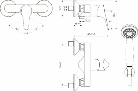 Смеситель Vidima Некст BA370AA для душа