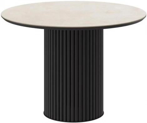 Стол DikLine AKR120 Керамика Krater Perla (бежевый матовый)/подстолье черное/опоры черные (2 уп.), арт.00-00075273