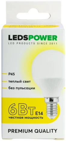 Лампочка светодиодная E14 6Вт 3000K LEDS POWER 006710