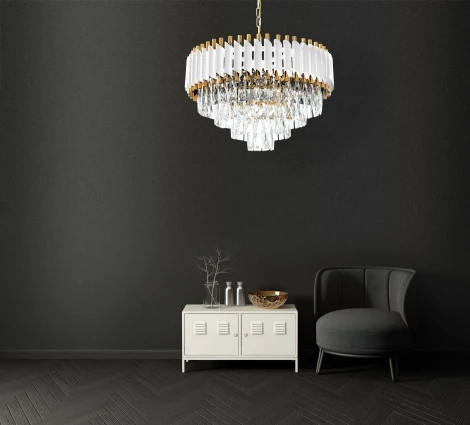 Подвесная люстра Lumina Deco Funneli LDP 6003-500 WT+F.GD