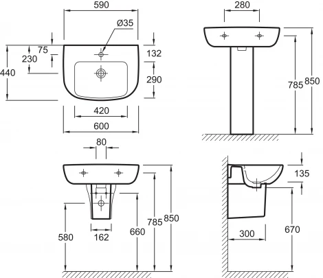 Раковина Jacob Delafon Odeon Up E4700 60 см