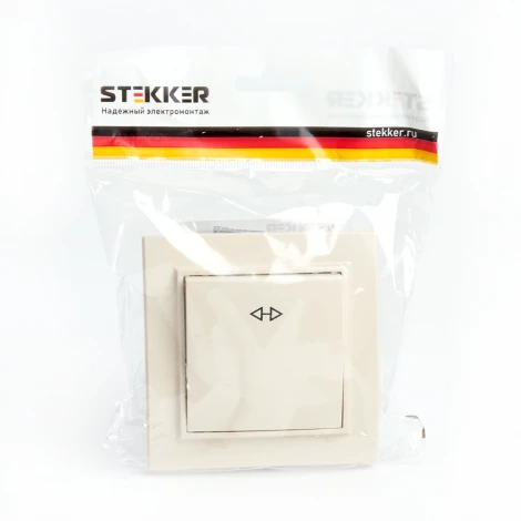 Переключатель одноклавишный перекрестный (слоновая кость) Stekker Эрна 39926