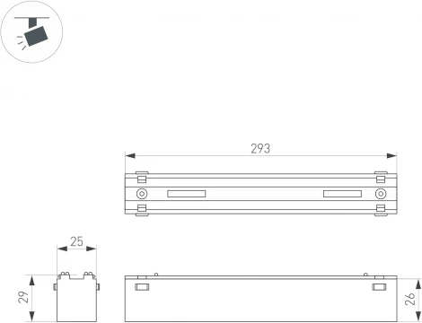 светильник магнитный MAG-VIBE-FLAT-L293-12W Day4000-MIX (BK, 100 deg, 48V, DALI) (Arlight, IP20 Металл) 044430