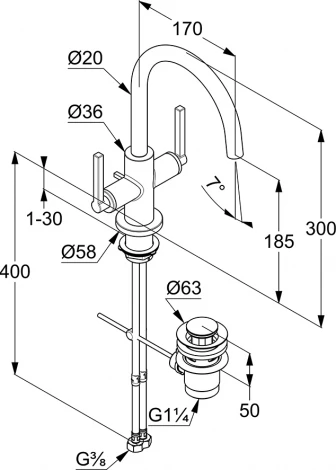 Смеситель Kludi Nova Fonte Puristic 201180515 для раковины