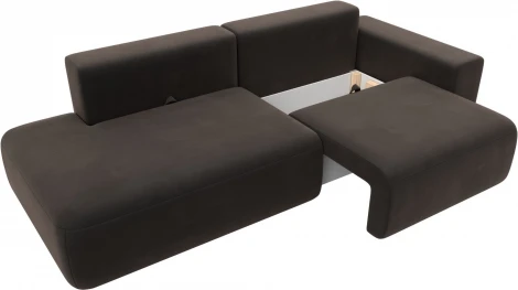 Диван прямой Лига-036 НПБ Модерн подлокотник справа (Коричневый/Велюр) Лига Диванов арт.121343