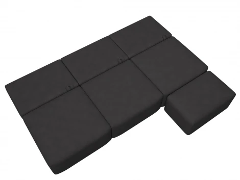 Диван угловой модульный с пуфом Лига-060 НПБ Лонг угол универсальный (ЛДСП,Брус,Фанера/Пластик/Замша/Коричневый) Лига Диванов 129523