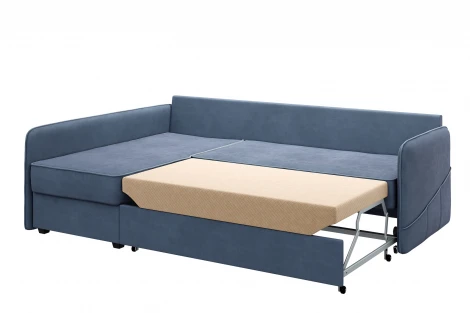 Диван тканевый угловой синий, угол левый D1 Слим AAA41521006 Velutto 48