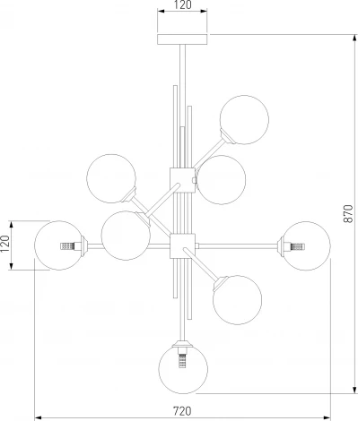 Потолочная люстра Wi-Fi на штанге Eurosvet Volver 50383 латунь (220V, управление смартфоном, голосовое управление, умный дом - Minimir Home, Алиса, Маруся, Салют, шарики)