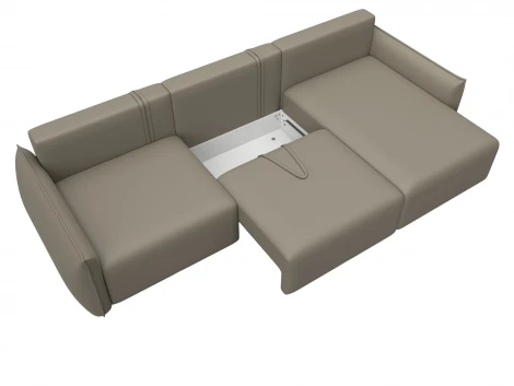 Диван угловой Лига-051 НПБ Лонг угол универсальный (ЛДСП,Брус,Фанера/Пластик/Экокожа/Бежевый) Лига Диванов 129890