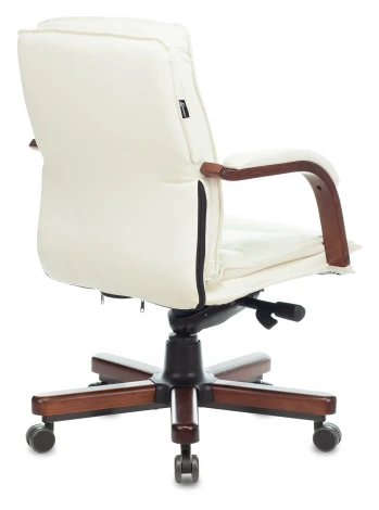 Кресло руководителя Бюрократ T-9927WALNUT-LOW слоновая кость кожа низк.спин. крестовина металл/дерево