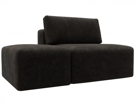 Модули диван и пуф Лига-060 НПБ (ЛДСП,Брус,Фанера,Велюр/Коричневый) Лига Диванов 129606