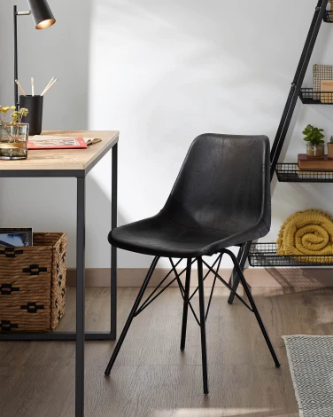 Компьютерный стол La Forma (ex Julia Grup) Talbot (Черный/ Шпон,Металл,Сталь,МДФ)