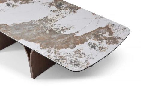 Стол DT2341 (180-260) белая глянцевая керамика/орех ESF 5743