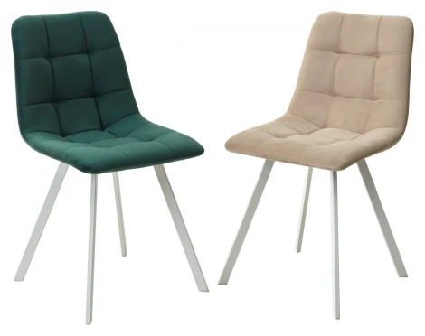 Стул CHILLI-Q SQUARE зеленый #19, велюр / белый каркас, 4 шт./1 к