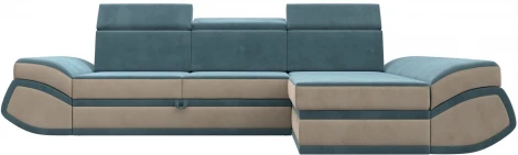 Диван угловой Лига-032 правый угол (Бирюзовый,Бежевый/Велюр) Лига Диванов арт.121644