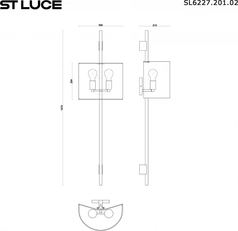 Бра ST Luce Alfa SL6227.201.02 Золотистый/Белый E27 2*60W