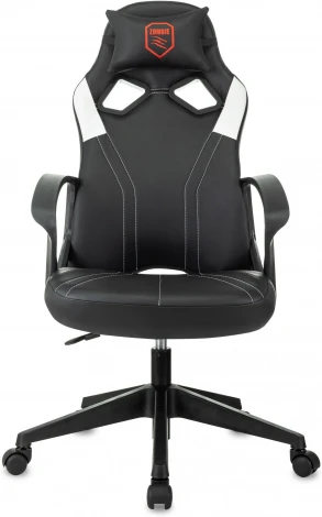 Кресло игровое Zombie 50 черный/белый эко.кожа крестов. пластик