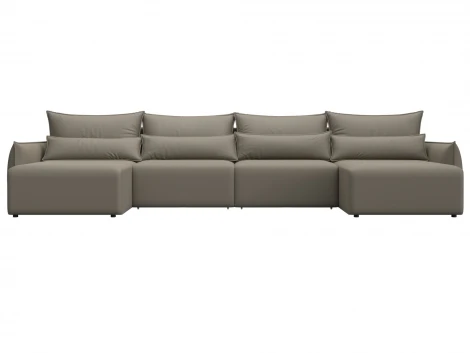 Диван П-образный Лига-051 НПБ Лонг (ЛДСП,Брус,Фанера/Пластик/Экокожа/Бежевый) Лига Диванов 129894