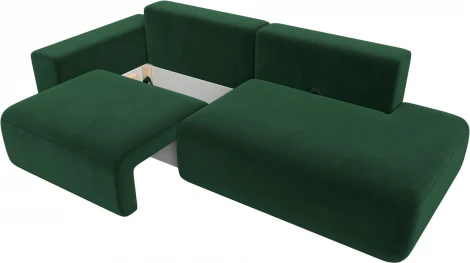 Диван прямой Лига-036 НПБ Модерн подлокотник слева (Зеленый/Велюр) Лига Диванов арт.121342L