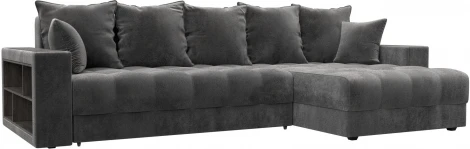 Диван угловой с декором и полкой Лига-050 НПБ Лига Диванов (Велюр) арт.128610