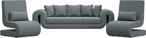 Набор Волна-1 (диван, 2 кресла) (Серый/Рогожка) Лига Диванов арт.125326
